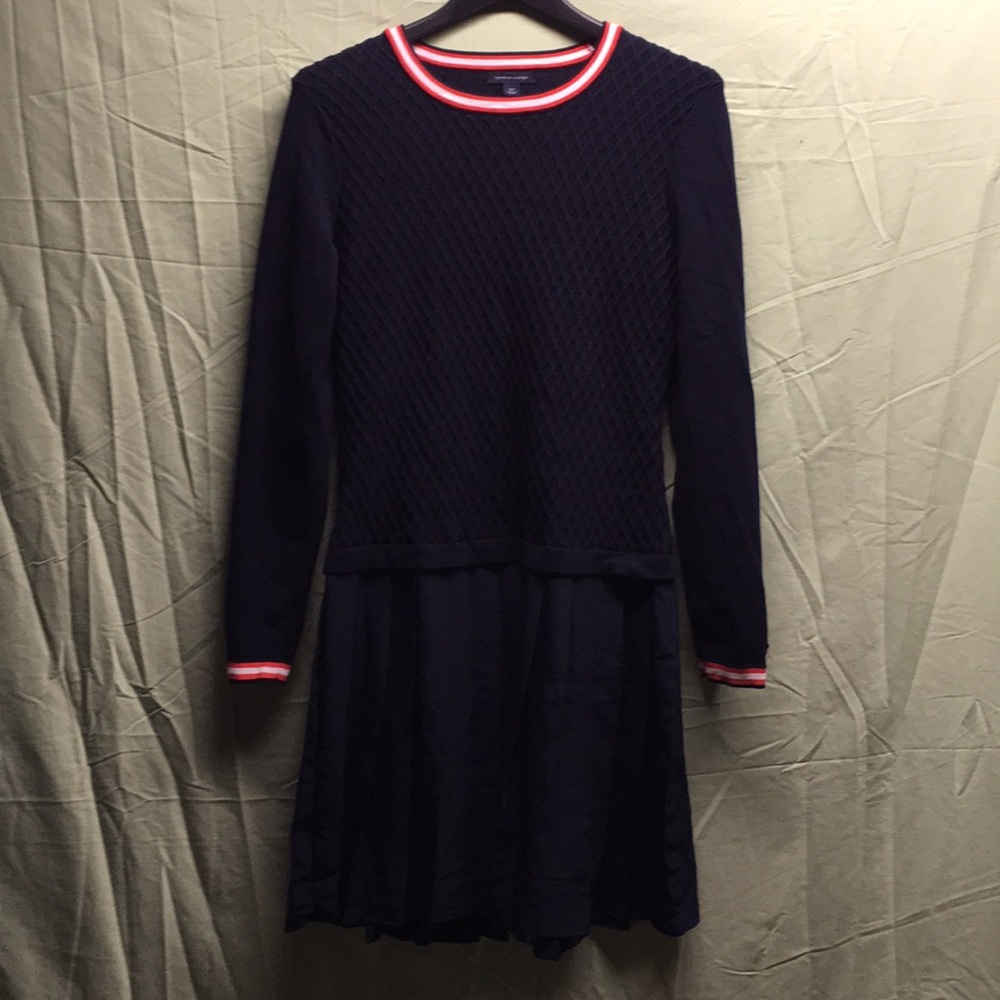TOMMY HILFIGER Long Sleeves Dress ~Navy~Pre-owned